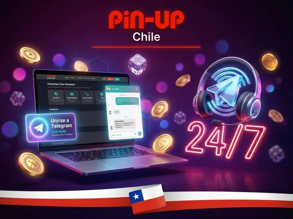 Canal de Telegram y atención al cliente de Pin-Up Chile.